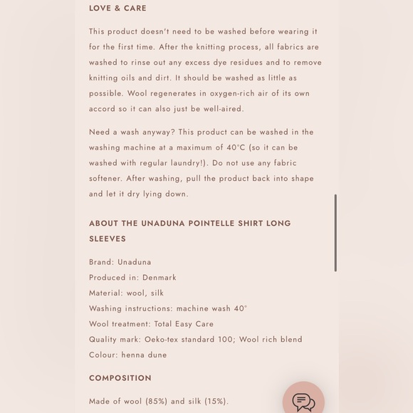 Unaduna / Ziloen long sleeves pointelle wool/silk - henna dune - Picture 5 of 7